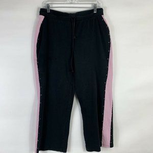 Fashion Bug Sweatpants Girl's 14-16 Elastic Waist Drawstring Lounge Black Pink